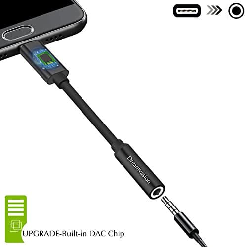 Goolge Pixel Audio Adapter, Dreamvasion USB Type C to 3.5mm Headphone Audio Jack Adapter Cable with DAC/Hi-Res for Google Pixel 2 XL, HTC, Huawei, Moto Z, Essential Ph-1, MacBook, More USB C Devices