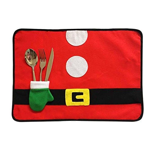 Skuleer(TM) 1PC Santa Claus Costume Table Mat Pattern Dinner Party Knife Fork Place Mat Christmas Decoration for Home New Year's Products [1]