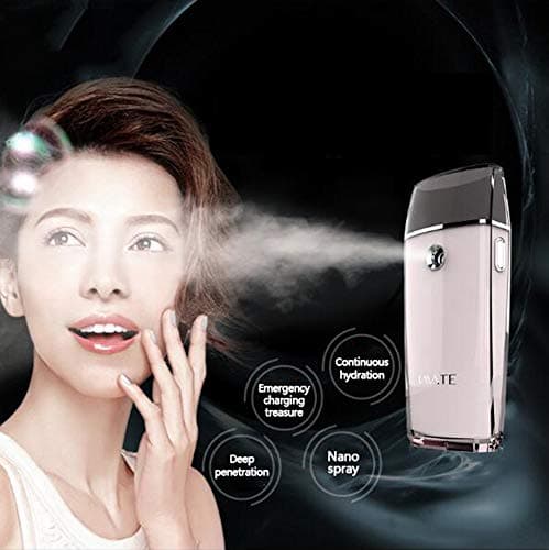 Nano Facial Mister Atomization Eyelash Extensions Mist Atomization Facial Humectant Steamer Cool Mist Face Hydration Sprayer Beauty Skin Care,Power Bank,USB Charging,Pink/Green,Pink