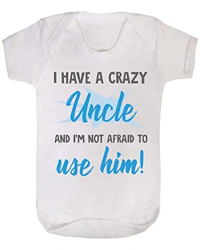 ICKLE PEANUTI Love My Crazy Uncle and I'm Not Afraid to use him Baby Vest Babygrow Bodysuit Baby Shower Gifts New Aunty Gifts Best Nephew Neice (0-3 Months)