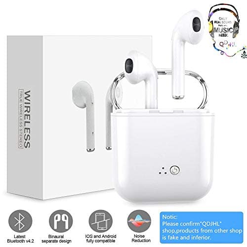 Bluetooth headset, mini wireless sports headset/stereo ear sweat-proof headset with noise reduction and charging housing for Samsung Galaxy S8, S8 Plus iPhone X / 8/7/6 / 6s plus (white)