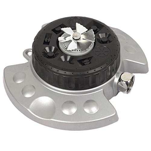 Ray Padula 8-Pattern Deluxe Metal Turret Sprinkler, Combines a Water Vane and Turret Sprinkler, Leak Free Design, 3" H x 8" W x 8" D