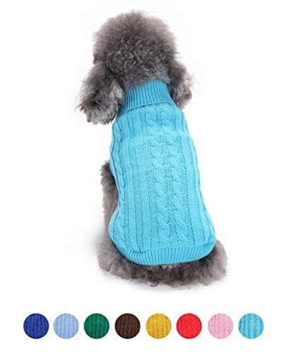 GabeFish Dog Plain Knit Sweater Small Medium Large Pets Warm Puppy Cat Clothes Winter Apparel Vest Blue Medium