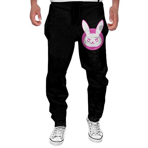 Men's D.va Logo Drawstring Athletic Lounge Sweatpants Black