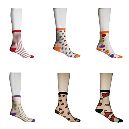Sheer Transparent Womens Fun Socks (Crew (6 pair), Fun Colors 5)