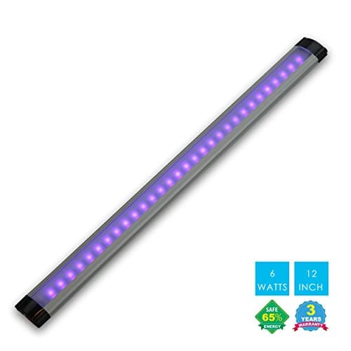 UV LED Black Light Fixture, Lee Lighting 6W Portable Blacklight Lamp for Ultraviolet Curing, Authentication Currency, UV Body, Poster, Stain Detector or DJ Party