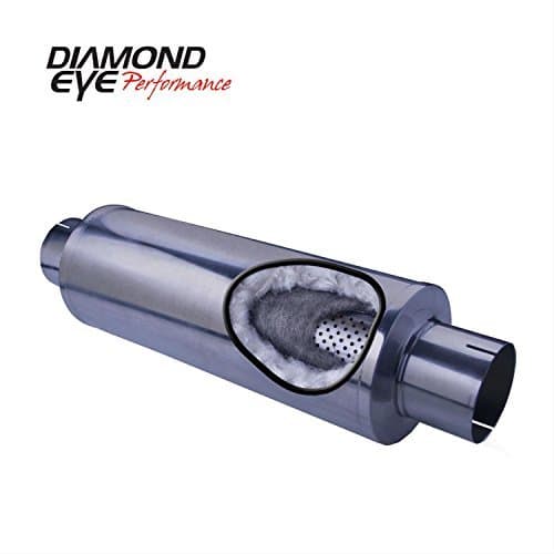 Diamond Eye Performance Muffler, 4In; Single In / Single Out: 409 Stainless Perforated Packed 27In Long - 470050