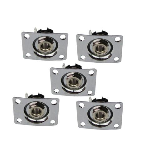 Musiclily 1/4" 6.35MM Square Mono Jack Output Plate Socket for Gibson LP Les Paul Electric Guitar, Chrome( Pack of 5)