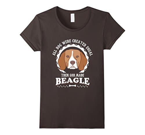 Womens D- All Dog Were Created Equal Then God Made Beagle T-Shirt Large Asphalt