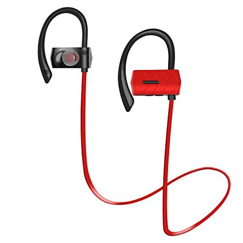 Headset Bluetooth Wireless, Bluetooth 4.1 Headphones Lightweight Stereo Earbuds With Waterproof Sweatproof Wireless Earbuds for Running Exercising (Red)