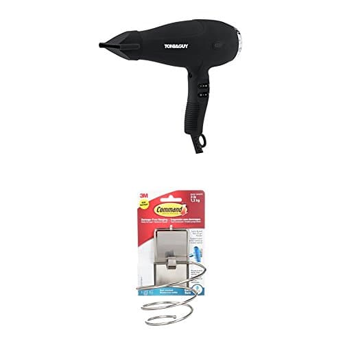 Toni & Guy Salon Professional Compact AC Power 2100 W Hair Dryer - Black With Command Holder