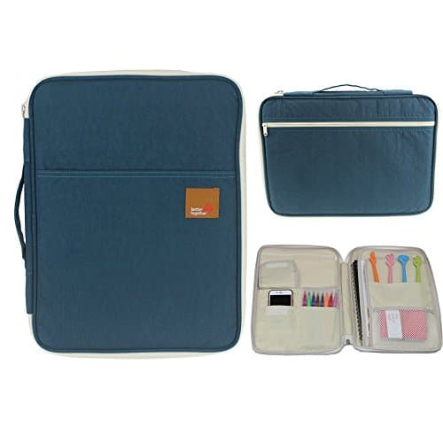 Channelook Multi-functional A4 Document Bags Files Portfolio Organizer Messenger iPad Handbag Storage Zippered Case for Travel Office (Dark Blue)