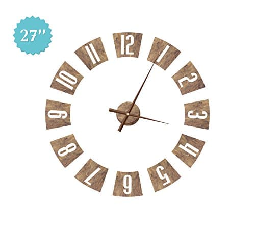 Arabic Numerals Clock Wall Clock Walnut Decor Rustic Wall Clock Living Room Clock Wooden Wall Clock Wall Decor Office Clock Brown Clock