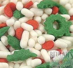 Christmas Festive Flurry Mix Tree Shapes Sprinkles Topping 1 pound
