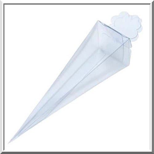 1 1/2"x 1 1/2"x 6" Long, Clear Hard Plactic Cone Favor Box, 48 Pack
