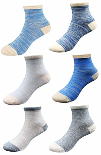 Baby Boys Girls Cotton Basic Socks, Non-Skid Bottom and Hand-Linked Toe Seam for Infant, Toddler. Color Assorted.5-8T, by Keewen(6-Pack)