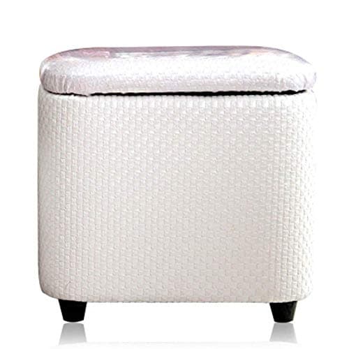 Storage Stool, Ottoman Dressing Table Stool Soft Seat Cushion for Living Room, Bedroom, Office, College Dormitory, Room (color : White, Size : 16x13x15inch)