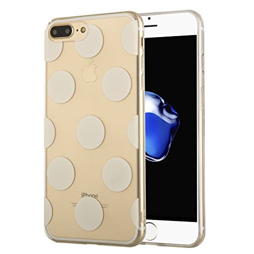 iPhone 7 Plus Case Clear, ZKDT Polka Dots Series Soft TPU Ultra-thin Protective Cover Case for iPhone 7 Plus 5.5" (Clear White Polka)