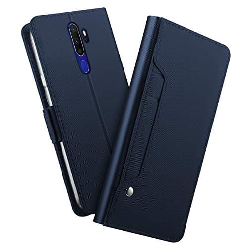 Compatible with Oppo A9 (2020) Case, Slim Wallet Case Heavy Duty Shockproof Protective Cover with Card Slots Magnetic Flip Case for Oppo A9 (2020)（Blue）