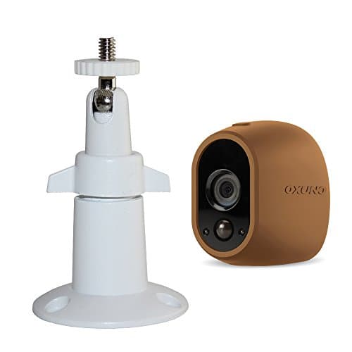 White Smart Security Wall Mount - Adjustable Indoor/Outdoor Aluminum Premium Quality Rust Free Mount with Brown Silicone Skin for Arlo Cam by OXUNO