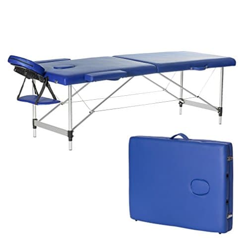 Portable Folding Therapy Massage Bed Adjustable Spa Relax Beauty Salon Massage Table Bed With Carrying Bag (Blue)