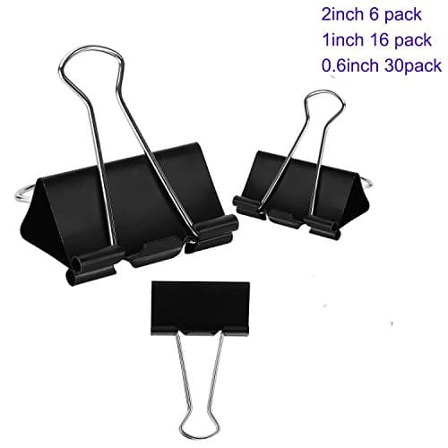 Tissir Black Binder Clips, Folder Clip, 52pc Paper Clip - Multi-purpose Clip