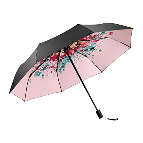 Ultra Light Small Folding Sun Umbrella Pattern Ladies Sunscreen UV Umbrella Umbrella 2019 New Sunny Rainy Day Dual Umbrella (Color : Pink)