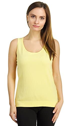 August Silk Women's Sleeveless Round Neck Soft Jersey Knit Shell Tank Top, Sunny Day, Medium