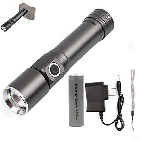 18650 Flashlight Set,Smartlife15 240LM Magnetic Mini LED Torch Adjustable Focus Zoom Light Lamp, 3 Modes Waterproof, with Battery and Charger, Army-Gray