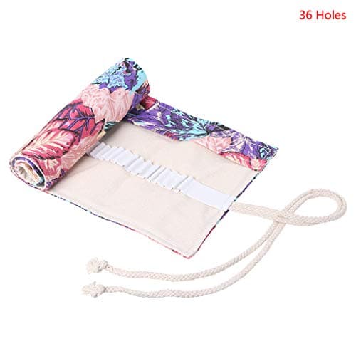 YOFO 12/24/36/48/72 Holes Canvas Wrap Roll Up Pencil Bag Pen Case Holder Storage Pouch