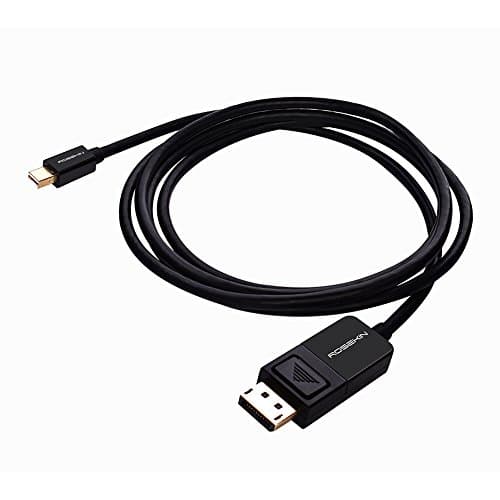 ROSEKIN Mini DP to DP Cable 4k Gold Plated Mini DisplayPort Thunderbolt Port to Displayport Converter Cable 6 feet Male to male(Black)