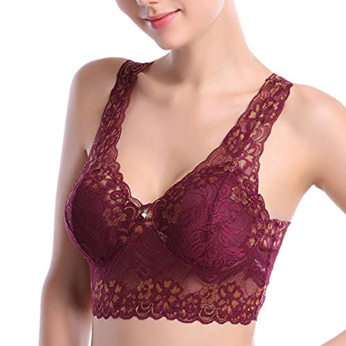 Sunnymal Extra Elastic Air Permeable Lace Bra Full Coverage Lightly Padded Wire Free