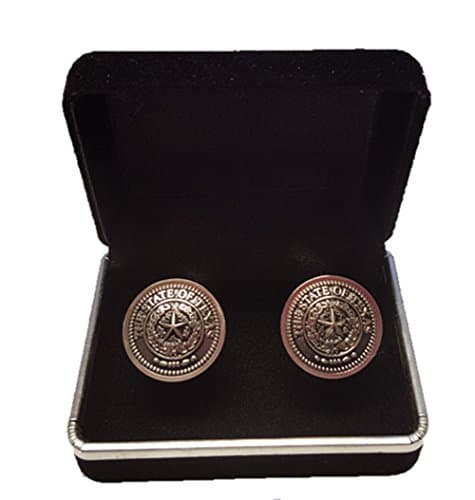 Mens Texas State Seal Cuff Links Silver/Black