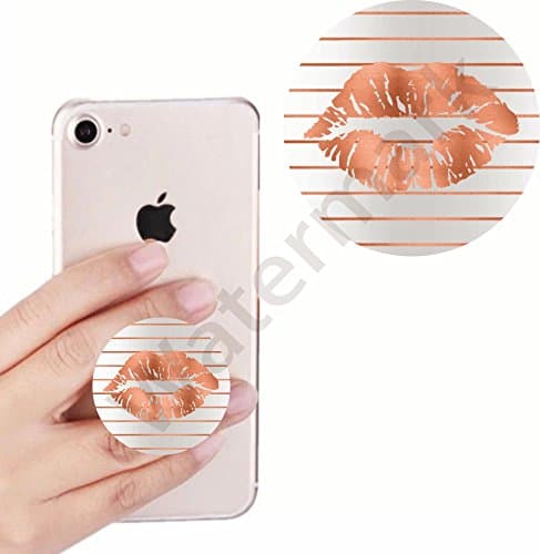 Expanding Stand Pop Out Grip Mount Holder Sockets for Apple iPhone,all Cellphones and Tablets.(gray rose gold blush copper makeup lips kiss)