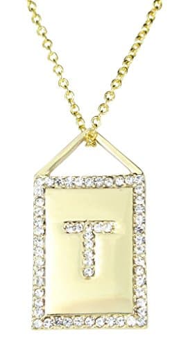 Atziloose Initial Necklace A-Z + Gift Bag "T"