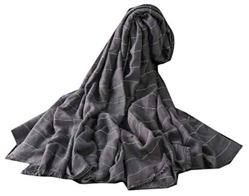 QueenHands Women's Stripe Linen Novelty Oversized Solid Cloak Beach Scarves 7 OS