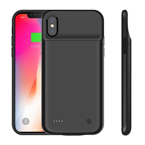 iPhone X Battery Case,3200mAh Slim Extend Portable Battery Pack Charger Case,Rechargeable Wireless Power Bank Charging Case for iPhone X/iPhone 10-Black