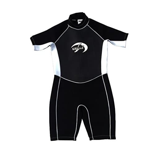 USAPNEA Men's 2mm Shorty Wetsuit, Black/White