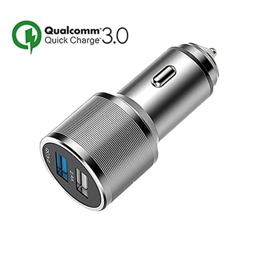 Quick Charge 3.0 Car Charger, USB 30W QC 3.0 Fast Cigar Lighter Adapter, Upgraded Aluminum Version for Dash Cam iPhone X/8/7/Plus, iPad, Samsung Galaxy S8/S7/S6/Edge/Plus, Tablet