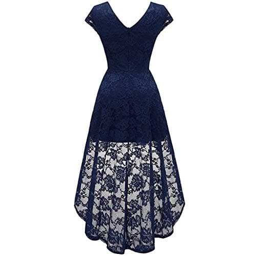 Tyoby Dresses for Women Solid V-Neck Short Sleeve Floral Lace Patchwork Her Full Elegant Party