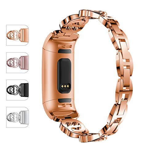 JOMOQ Replacement Bands Compatible for Charge 3/3 SE, Classic Stainless Steel Bands Premium Metal Wristbands with Adjustable Butterfly Clasp Repacement Band Wrist Accessories Straps Women Men