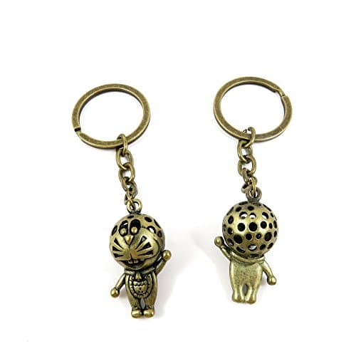Ancient Bronze Keychain Keyring Key Chain Ring Charms Jewelry Making Handmade Y3JC7 Hollow Doraemon