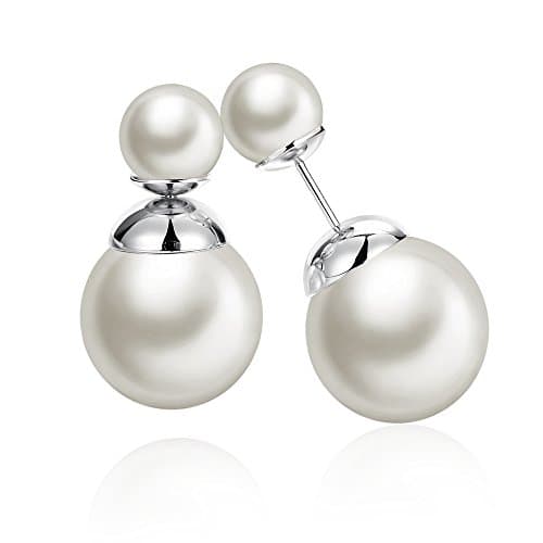 Prestep Small and Big Simulated Pearl Backs Earrings (White 2)