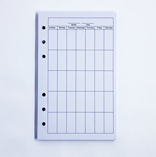 Refillable Blank Calendar Template - Notebooks, Diaries, Journals - Loose Leaf Binders - For Him or Her