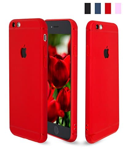 Habrok Super Slim Case for iPhone 6 Red, silicone phone cases, apple accessories, clear design girls, women, unisex thin cheap defender tpu life, soft non slip