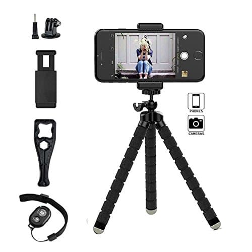 Phone Tripod Stand,Octopus Adjustable Phone Tripod Holder with Universal Clip and Remote Shutter Release for Gopro ipad and Any Smartphones