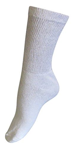 Diabetic Childrens Crew Socks (3 Pack), 6-8, White, Made in the USA