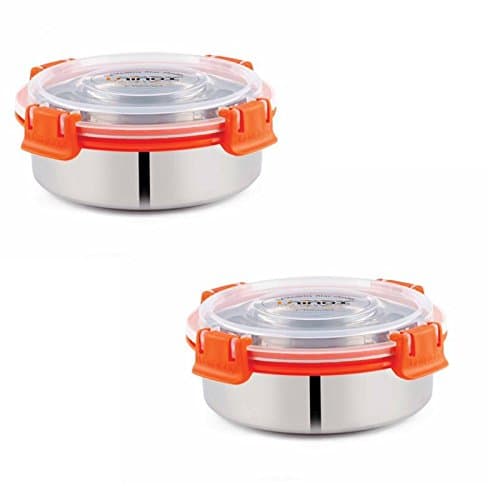 Uninox Stainless Steel Smart Lock Lunch Box - Pack of 2(500ml, Multicolour)