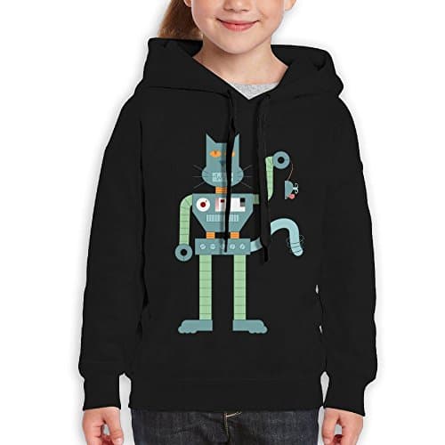 Vintopia Boy Robot Cat &amp; Wind Up Mouse Casual Style Running Black Fleece XL