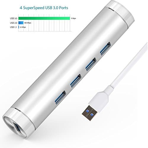 USB 3.0 Hub, MITUTEN Aluminum 4-Ports USB Data Hub 3.0 Powered with Micro USB Power Port and 3.3ft USB 3.0 Cable for Macbook, Macbook pro 2016/2017, iMac, PC, Laptop and Tablet